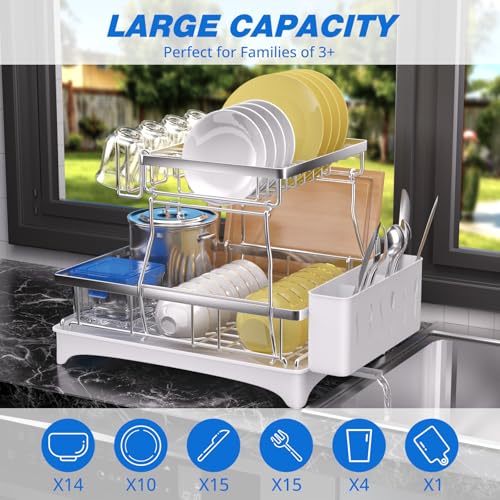 2 Tier Dish Drying Rack (Silver)