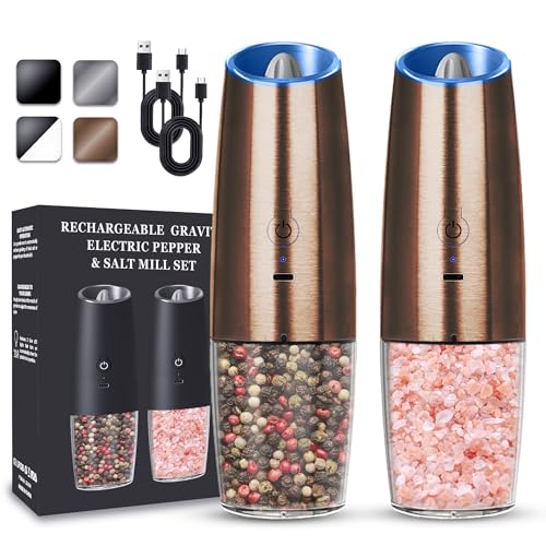 Rechargeable Electric Salt And Pepper Grinder Set (Copper-Set)