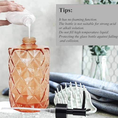 12Oz Amber Glass Soap Dispenser with Plastic Pump (Amber Diamond)