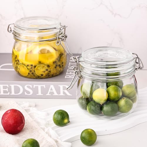 16oz 6 Pack Round Glass Jars with Airtight Lid