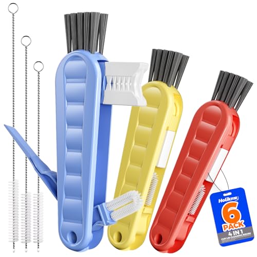 6 Pack 4 in 1 Cup Lid Cleaning Brush 3 Straws Bottle Brush (Blue & Yellow & Red)
