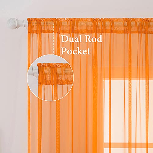 Orange Fall Sheer Curtains 54 X 72 Inches (Orange / 54"W x 72"L (Pack of 2))