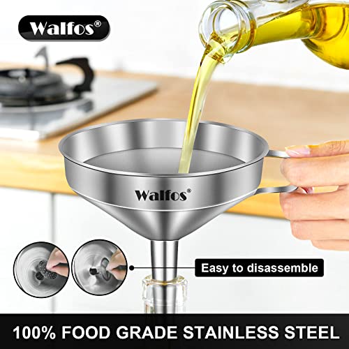 3Pcs Kitchen Funnel with 2 Removable Strainer ＆ 1 Cleaning Brush & 1Pc 200 Mesh Food Filter Strainer (3pcs 5.7+5+4.1cm)