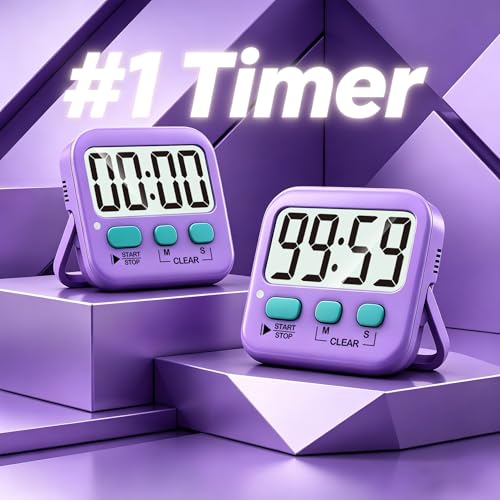 2 Pack Digital Timer for Kids Classroom Kitchen Timers for Cooking (Fresh Purple)