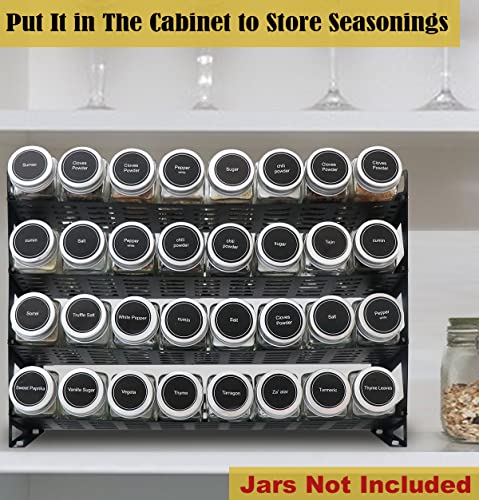 4 Tier Countertop Spice Rack Organizer for Kitchen Cabinet Pantry or Wall Mount (4 Tier Without Jars)