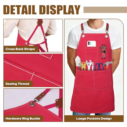 Aprons For Women Men With Large Pockets (Light Pink)