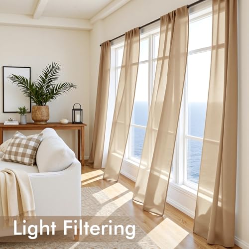 Brown Sheer Curtains 72 Inches Long 4 Panels 54 x 72 Inches (54"W x 72"L (Pack of 4) / Brown)