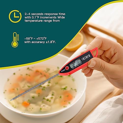 6 Set Digital Food Thermometer Long Probe Instant (Red)