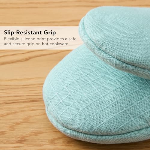 Gourmet Series Gridlines Mini Oven Mitts 2 (Mineral Water Aqua)