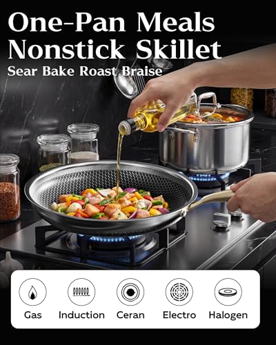 Frying Pan Nonstick with Lid 12 in