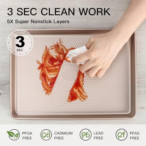 2 Pack Half Sheet Cookie Sheets for Baking (Champagne Gold / 2 Pack Half Sheet)