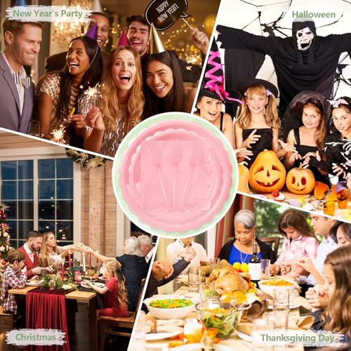 100 Light Pink Paper Plates and Napkins Disposable for Party (Pink 100 Plate Set / 7 & 9-inch Set)