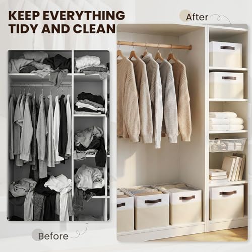 4 Pack Baby Clothes Organizer Bins (4pcs - Rectangular 14"x10"x9.5" / White with Beige)