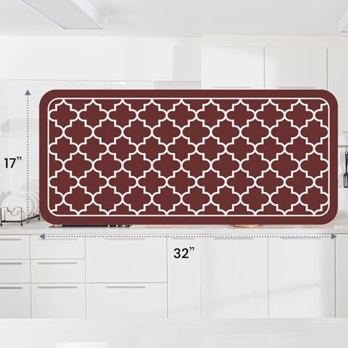 Dish Drying Mat Absorbent Dish Drying Mats for Kitchen Counter 18"x 32" (Stylish Red / 32" x 18")
