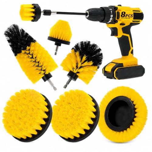 8 Pcs Drill Brush Attachment Set (Yellow)