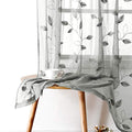 Light Grey Sheer Curtains Leaf Embroidered (52"W x 63"L (Pack of 2) / 3-grey)