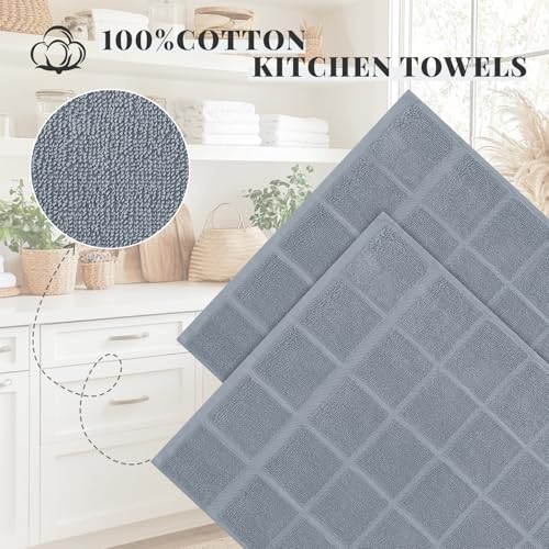 100% Cotton Kitchen Towels 18"x28" (Grey / 18 x 28 - 6 Pack)