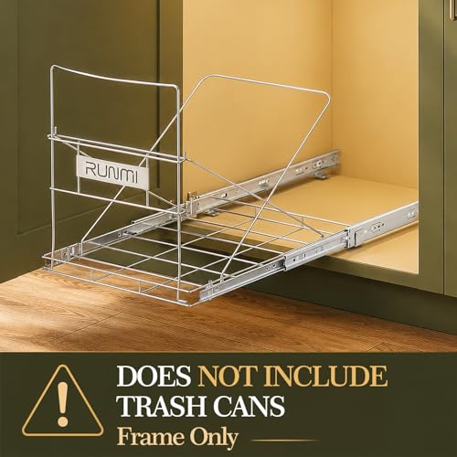 Double Pull Out Trash Can Under Cabinet with Handle (Silver / Double)