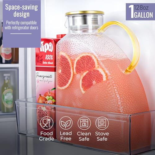Glass Pitcher With Lid (128 Ounces)