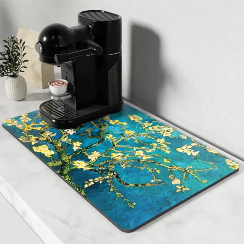 Coffee Mat 12" x 19" Coffee Bar Mats for Espresso Machine Station Accessories and Organizer (Almond Blossom / 12" x 19")