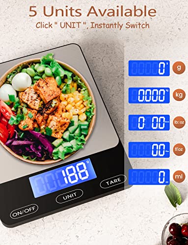 Food Scale 33lb Digital Kitchen Scale for Food Ounces Grams Rechargeable (Black / Medium)
