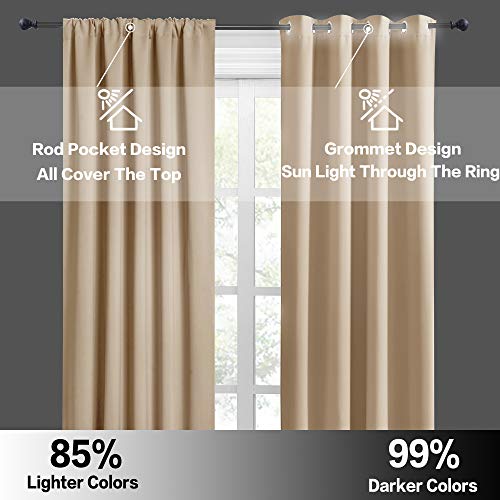 Curtains for Bedroom Living Room Nursery Office 72 inches Long (Biscotti Beige / 42"W x 72"L (Pack of 2))