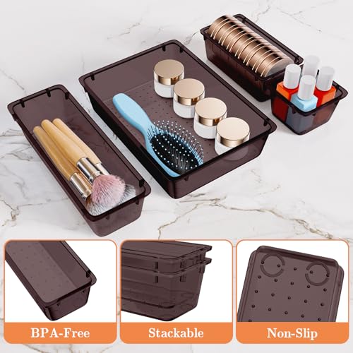 25 PCS Plastic Drawer Organizer (Brown)