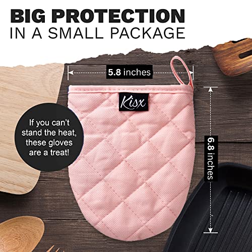 Pink Silicone Oven Mitts & Pot Holders Set (Pink / Mini)