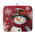 Christmas Snowman Dish Drying Mat for Kitchen Counter 16x18 Xmas Snowflake Winter Holiday Dark Red Absorbent Reversible Microfiber Drying Mats Kitchen Countertop Protector Dishes Drainer Rack Pad (16" x 18")