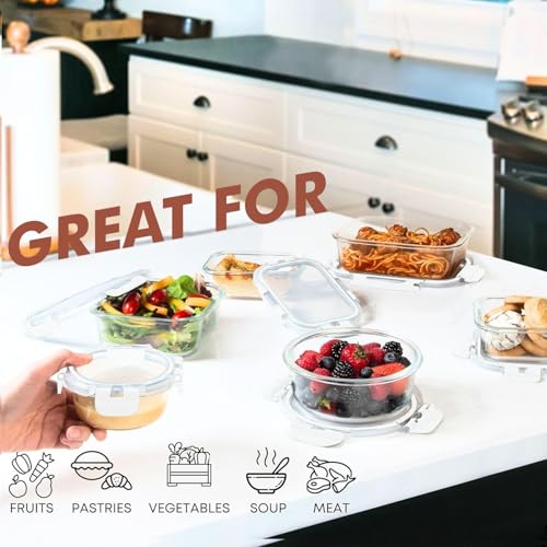 30 PC Glass Food Storage Containers with Lids (White)