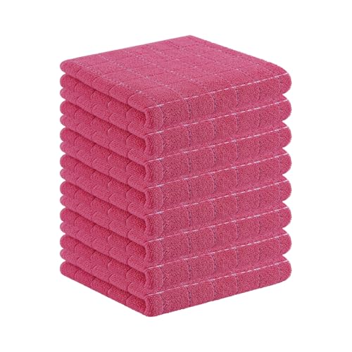 100% Cotton Terry Kitchen Towels (Rose Red / 13 X 28 - 8 Pack)