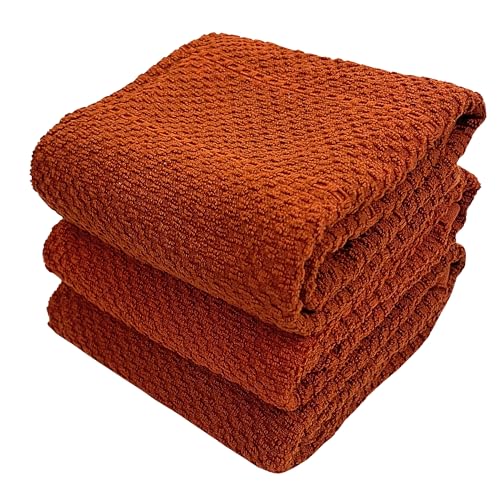 Cinnamon Maroon Rust Kitchen Dish Towels (Cinnamon Textured)
