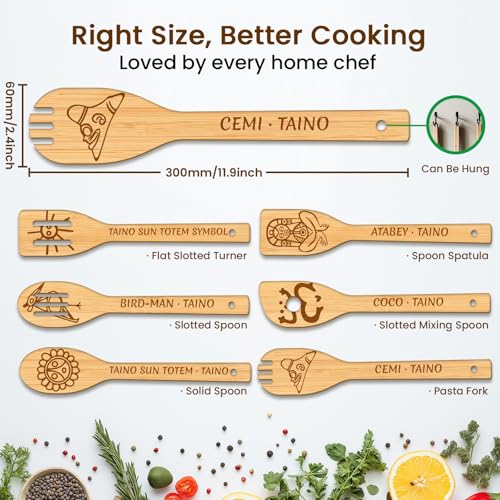 6PCS Taino Element Wooden Kitchen Cooking Utensil Set (Taino Element)