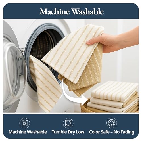 Hand Towels for Kitchen 100% Cotton Absorbent 4 Pack (18"x28" - 4 Pack / 14: Beige Herringbone)
