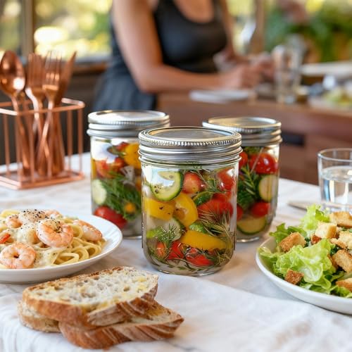 16 oz Wide Mouth Mason Jars Bulk Set (16 fl oz x 8 - Wide Mouth)