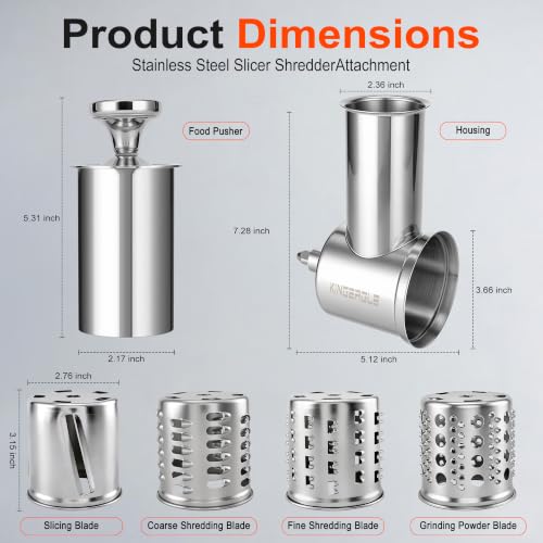 Large Stainless Steel Slicer Shredder Attachment for KitchenAid Mixers