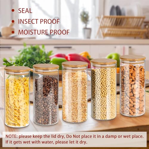 32 oz Glass Jars with Bamboo Lids 8 pcs Glass Food Storage Containers with Airtight Bamboo Lids (8 Model (32OZ 8Pack))