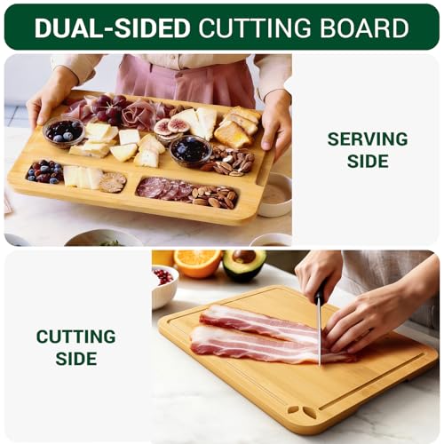 Bamboo Cutting Boards for Kitchen (Natural / 15"L x 12"W)