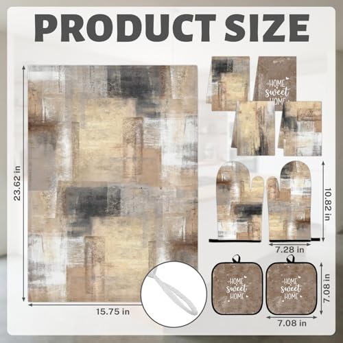 Abstract Brown Kitchen Decor Set (Abstract Brown)
