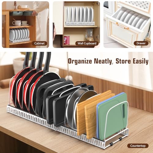 Cutting Board and Baking Tray Cookie Sheet Organizer (White / 14 Dividers)