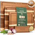 Acacia Wood Cutting Boards for Kitchen Set of 3 (Acacia One Side)