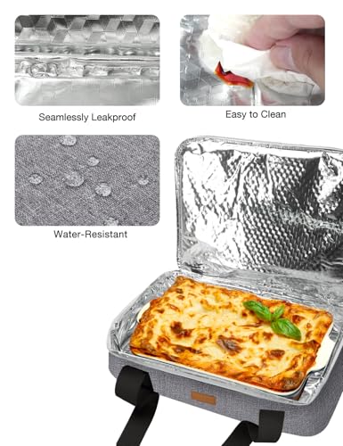 Expandable Casserole Carrier Bag (Stripes Grey / 15.7 x 11.4 x 8.2inch (Double Layer))