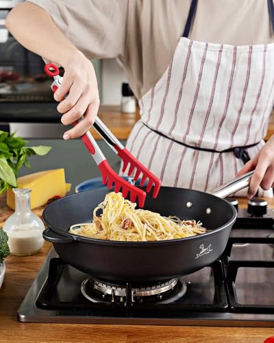 Silicone Spaghetti Spoon & Pasta Tong (Red)