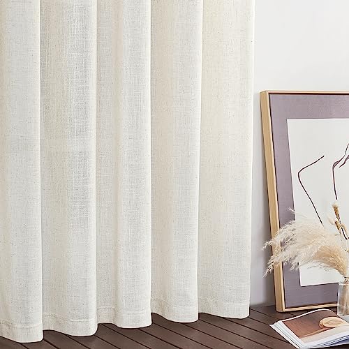 Flax Linen Curtains for Sliding Glass Door (100"W x 96"L (Pack of 1) / Linen Flax Sheer)