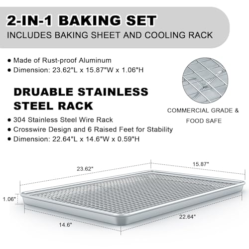 24 Inch Baking Sheet Pans with Rack Set (24 Inch)
