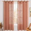 Terracotta 72 inch Length Linen Curtains 2 Panels Set for Bedroom (52"W x 72"L (Pack of 2) / Terracotta)