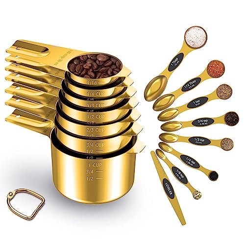 Gold Measuring Cups and Spoons Set of 15 (Gold / Set of 15)
