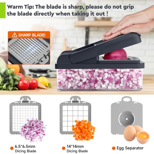 12-in-1 Vegetable Chopper, Food Veggie Chopper With Container (Gray / 7 blades)