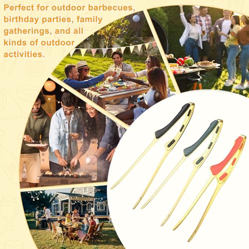 3 Pack Grill Tongs (Green, Red, Black)