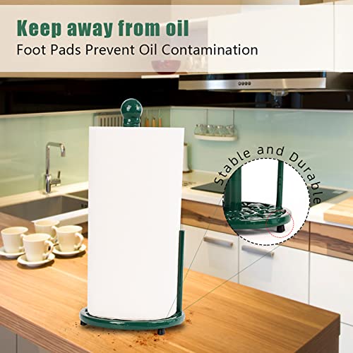Green Cast Iron Paper Towel Holder for Kitchen Countertop (Green-pumpkin)